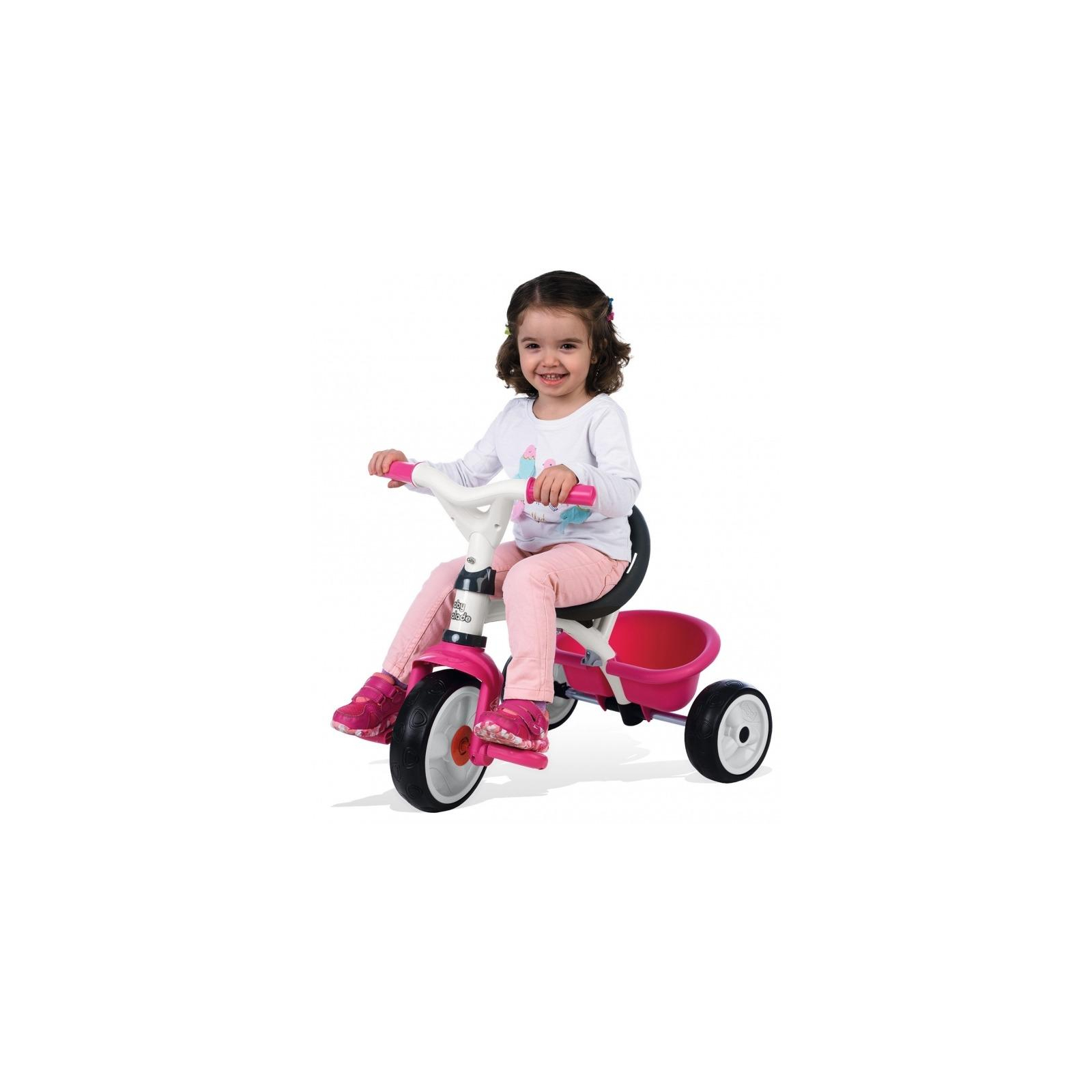 Дитячий велосипед Smoby з козирком, багажником та сумкою Рожевий (741101) зображення 6