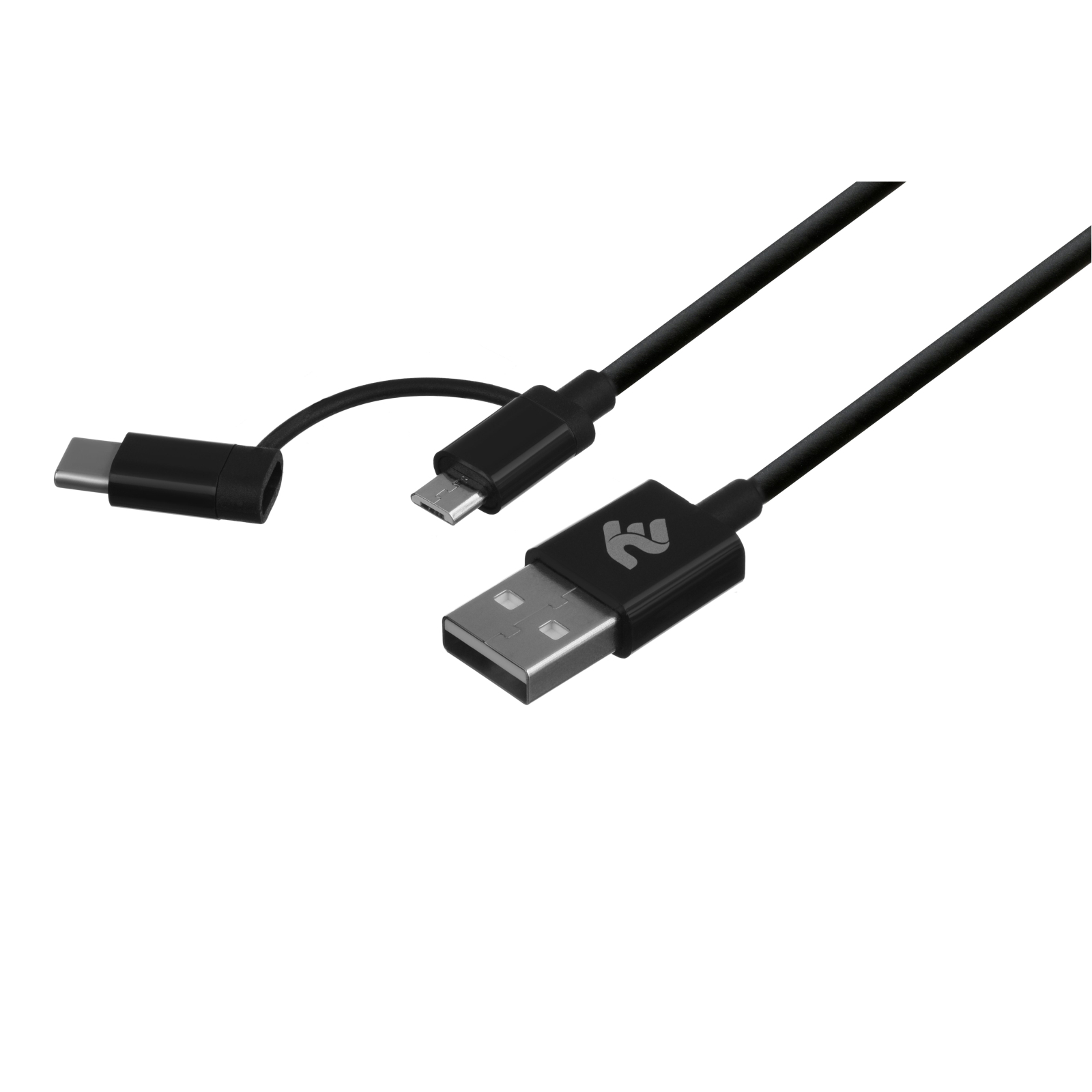 Дата кабель USB 2.0 AM to Micro 5P + Type-C 1.0m 5V/2.4A, White 2E (2E-CCMTAB-WT) зображення 2