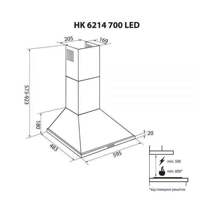 Витяжка кухонна Minola HK 6214 WH 700 LED зображення 12