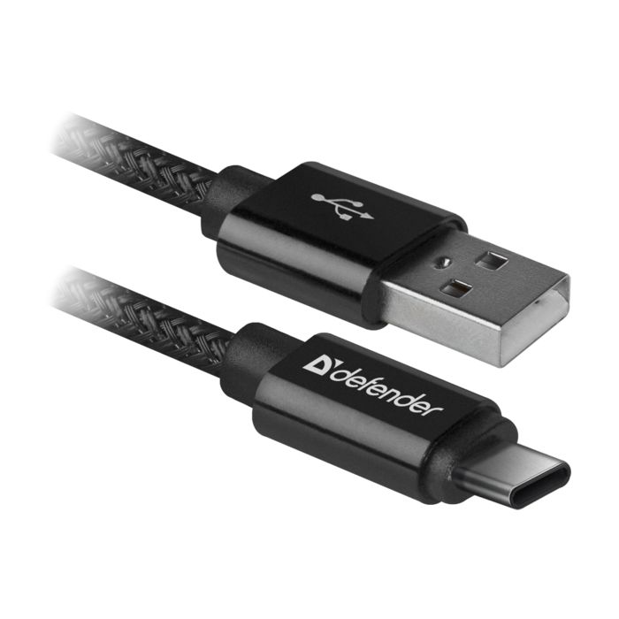 Дата кабель USB 2.0 AM to USB-C 1.0m PRO Black Defender (87814)