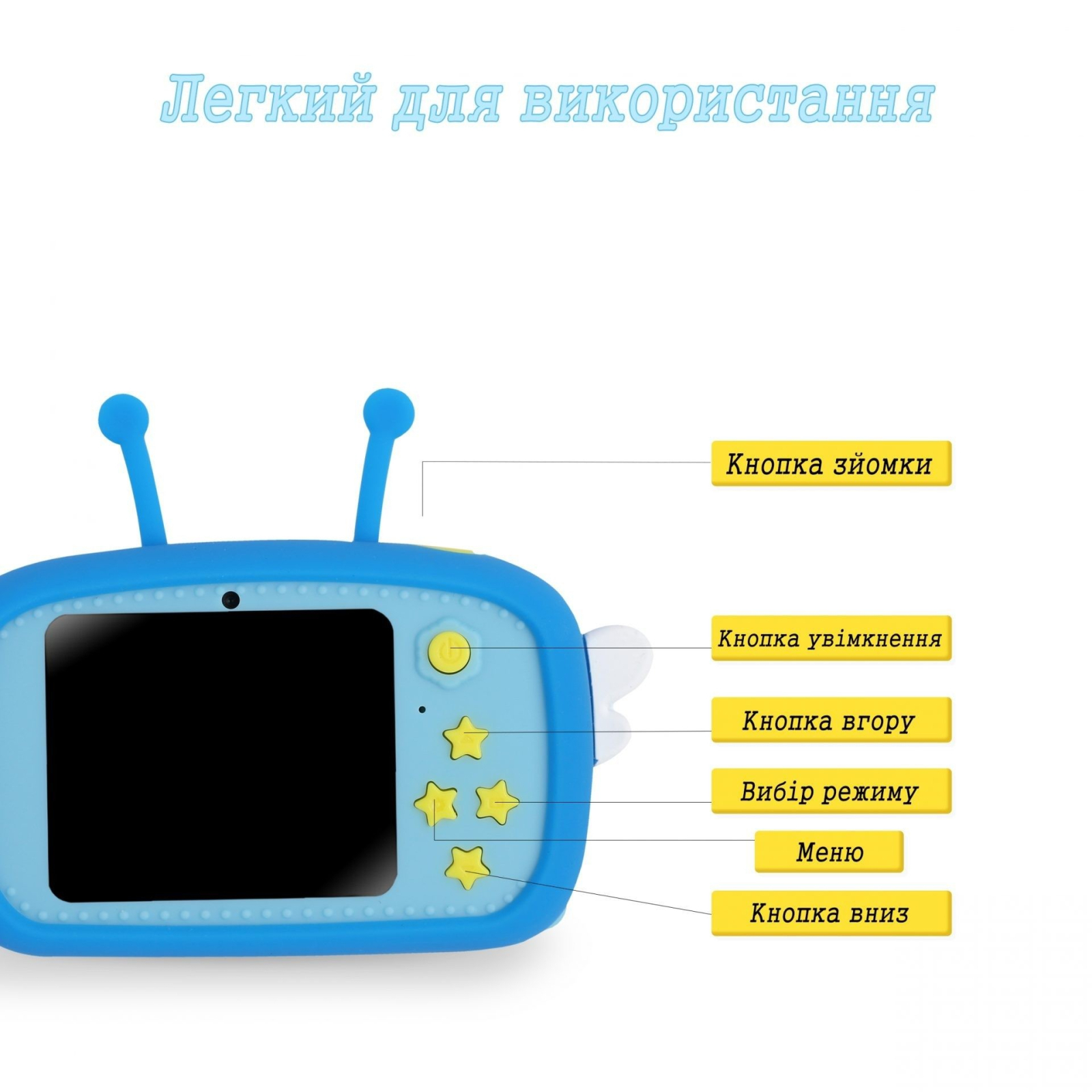Интерактивная игрушка XoKo Bee Dual Lens Цифровой детский фотоаппарат голубой (KVR-100-BL) изображение 3