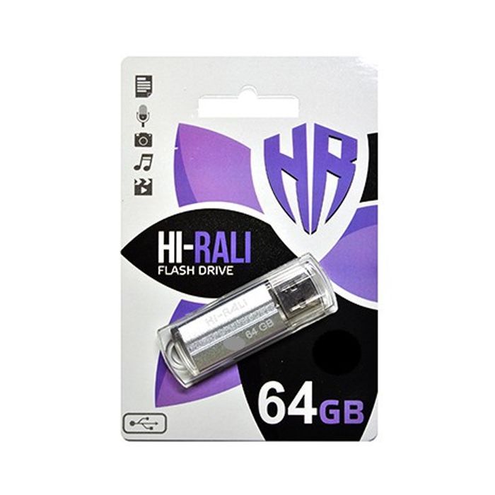 USB флеш накопитель Hi-Rali 64GB Corsair Series Silver USB 2.0 (HI-64GBCORSL)