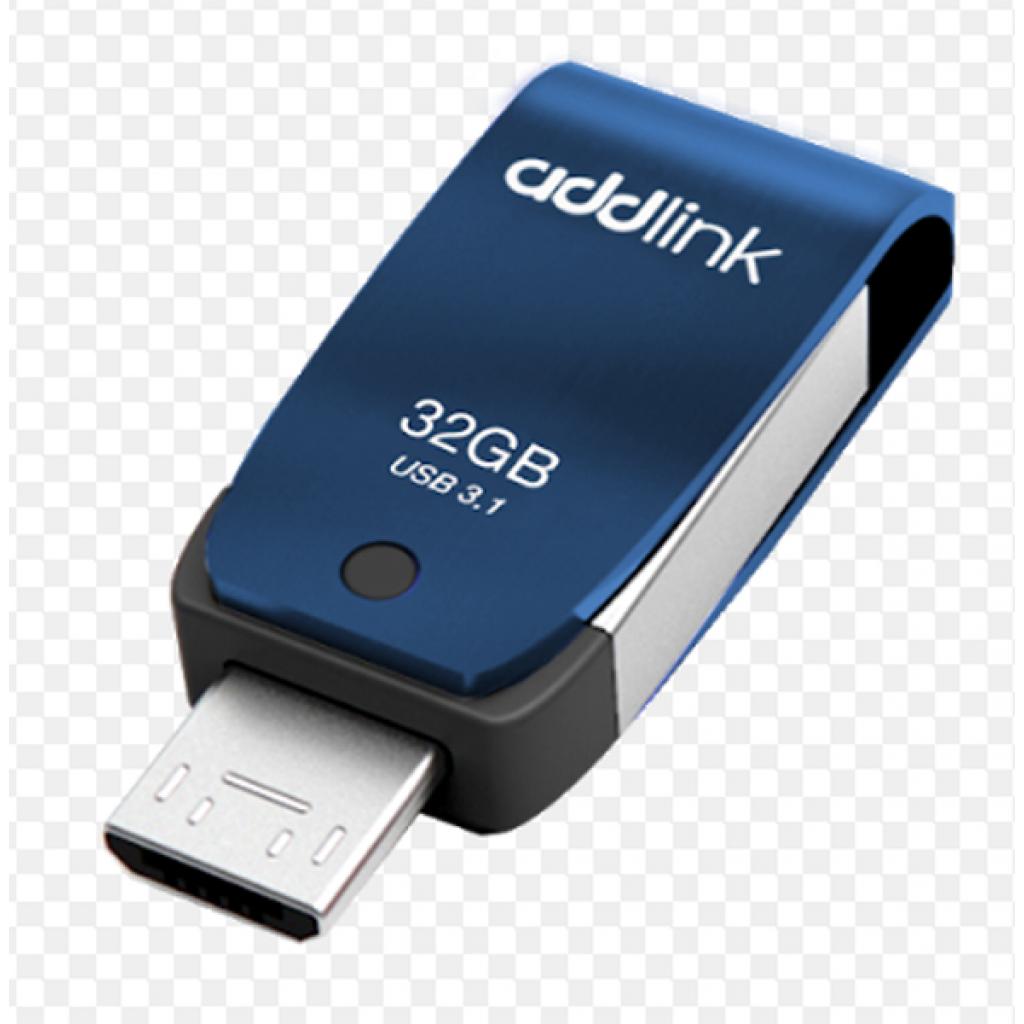 USB флеш накопичувач AddLink 32GB T55 Blue USB 3.1/Micro USB (ad32GBT55B3) зображення 2