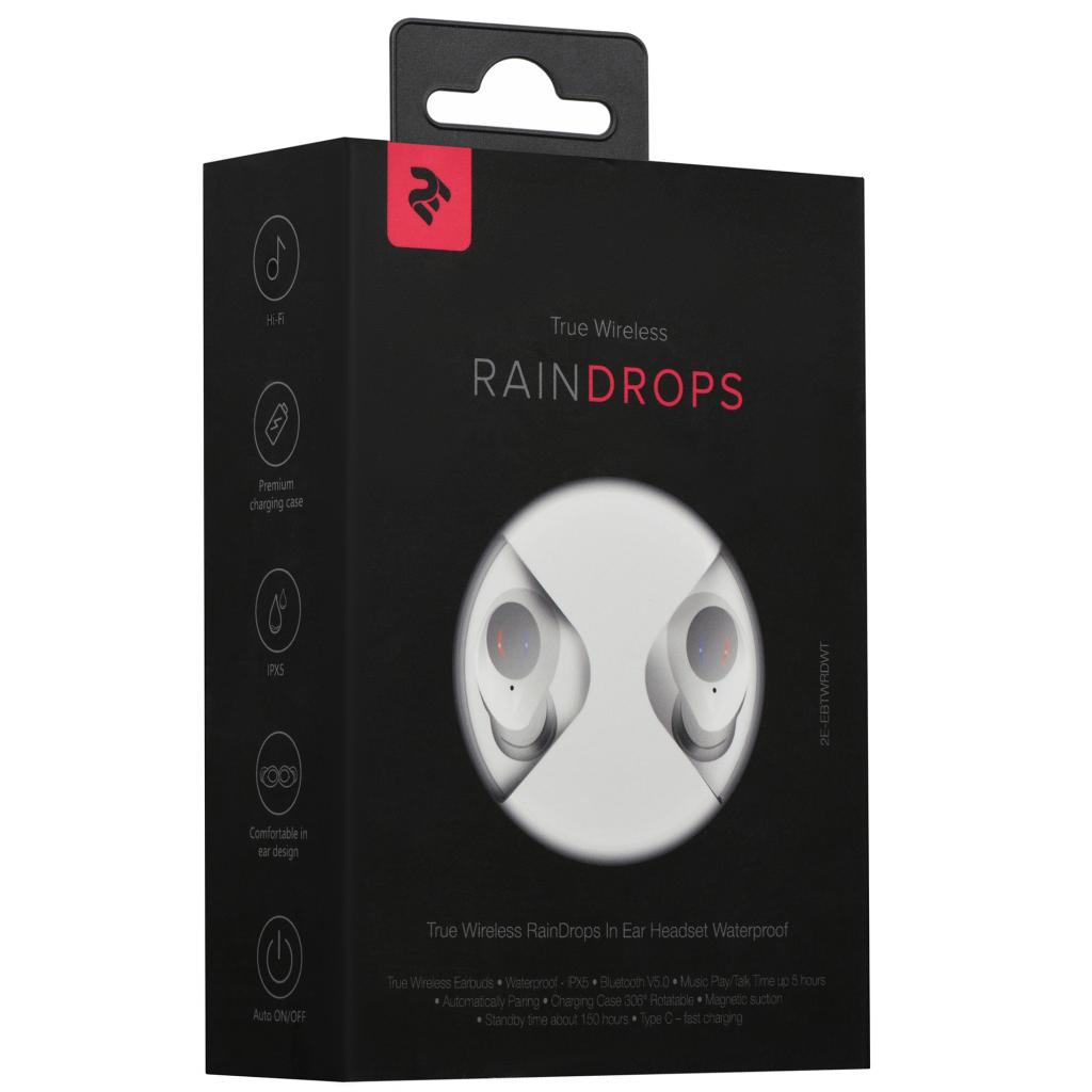 Навушники 2E RainDrops True Wireless Waterproof Mic White (2E-EBTWRDWT) зображення 5