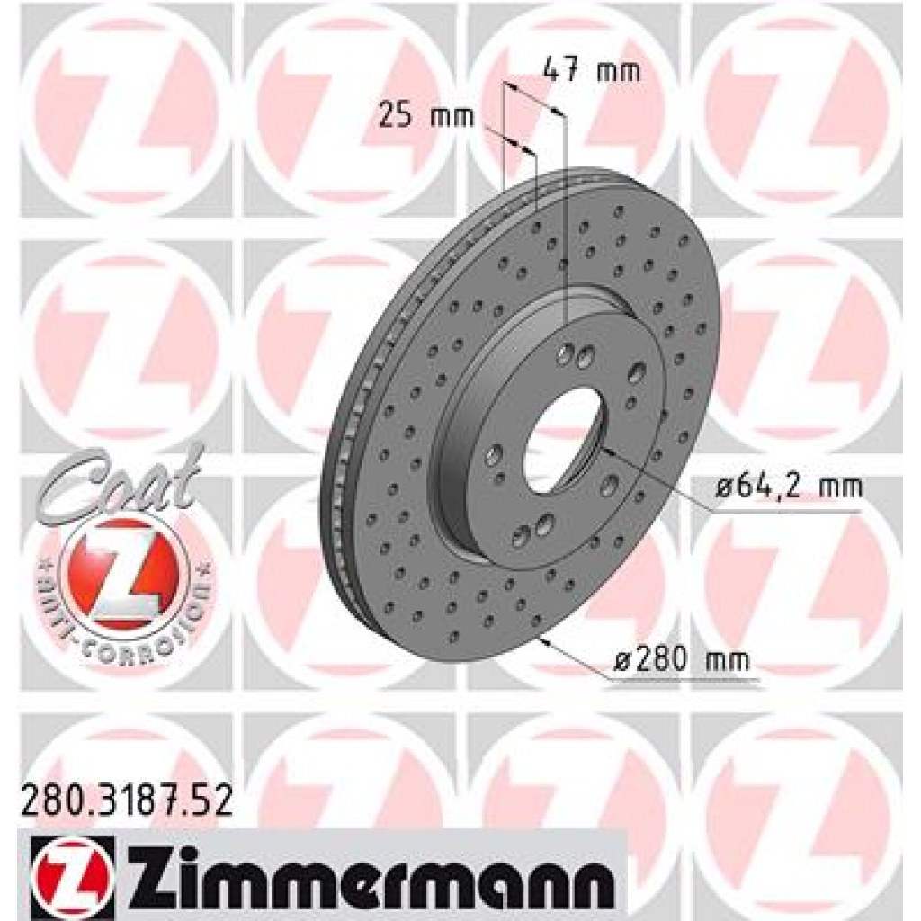 Гальмівний диск ZIMMERMANN 280.3187.52