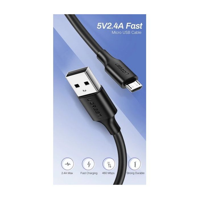 Дата кабель USB 2.0 AM to Micro 5P 1.5m US289 (Black) Ugreen (60137) зображення 3