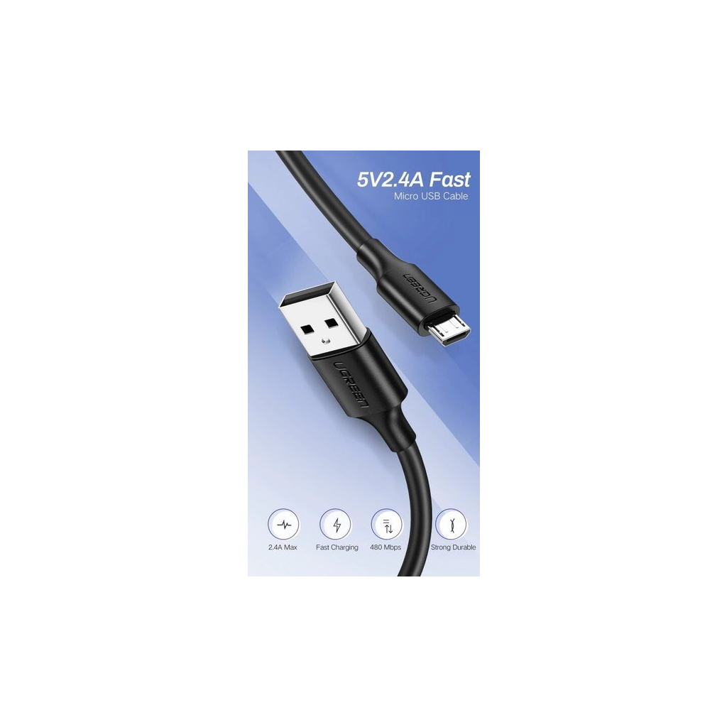 Дата кабель USB 2.0 AM to Micro 5P 1.5m US289 (Black) Ugreen (60137) зображення 3