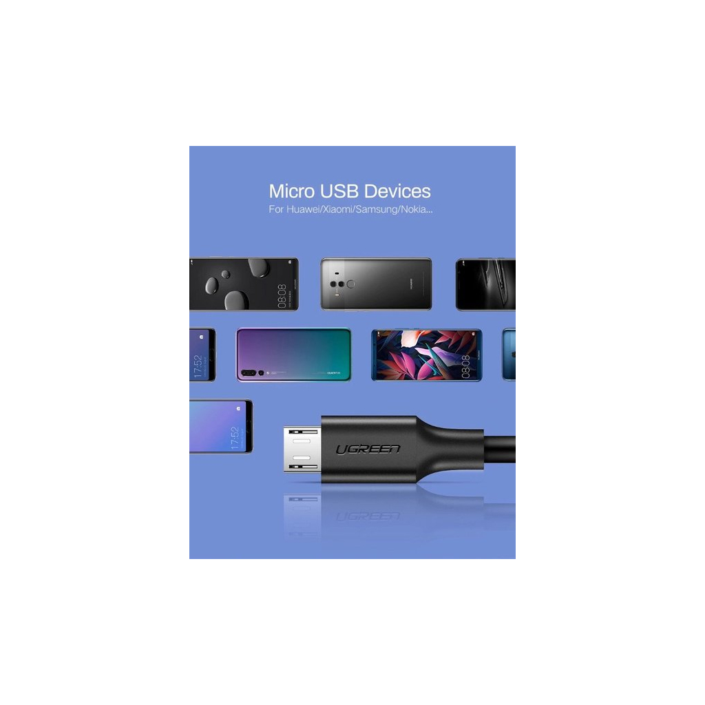 Дата кабель USB 2.0 AM to Micro 5P 1.5m US289 (Black) Ugreen (60137) зображення 8