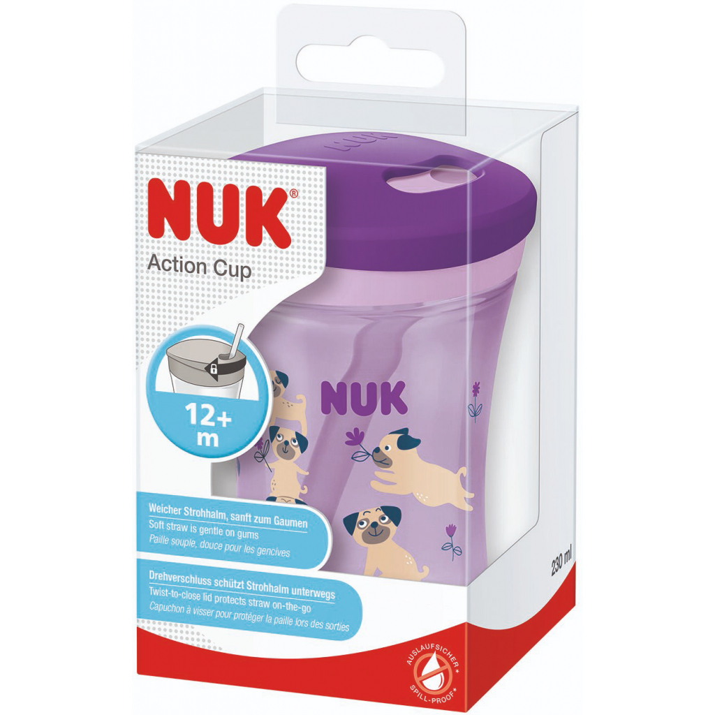 Поїльник-непроливайка Nuk Evolution Action Cup 230 мл Фіолетовий (3952383) зображення 2