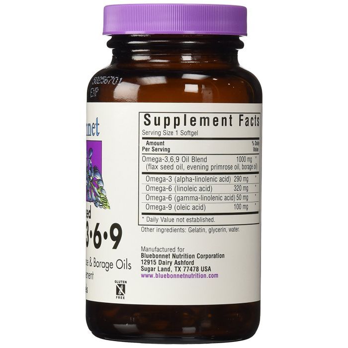 Жирные кислоты Bluebonnet Nutrition Омега 3-6-9 на Растительной Основе 1000мг, 90 желатиновых к (BLB-01012) изображение 2