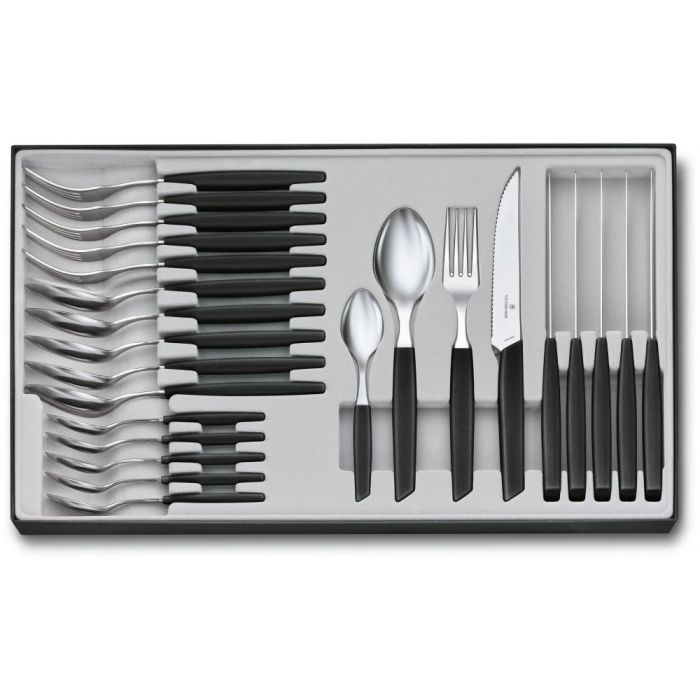 Набор столовых приборов Victorinox Swiss Modern Table Set 24 шт Steak Black (6.9093.12W.24)