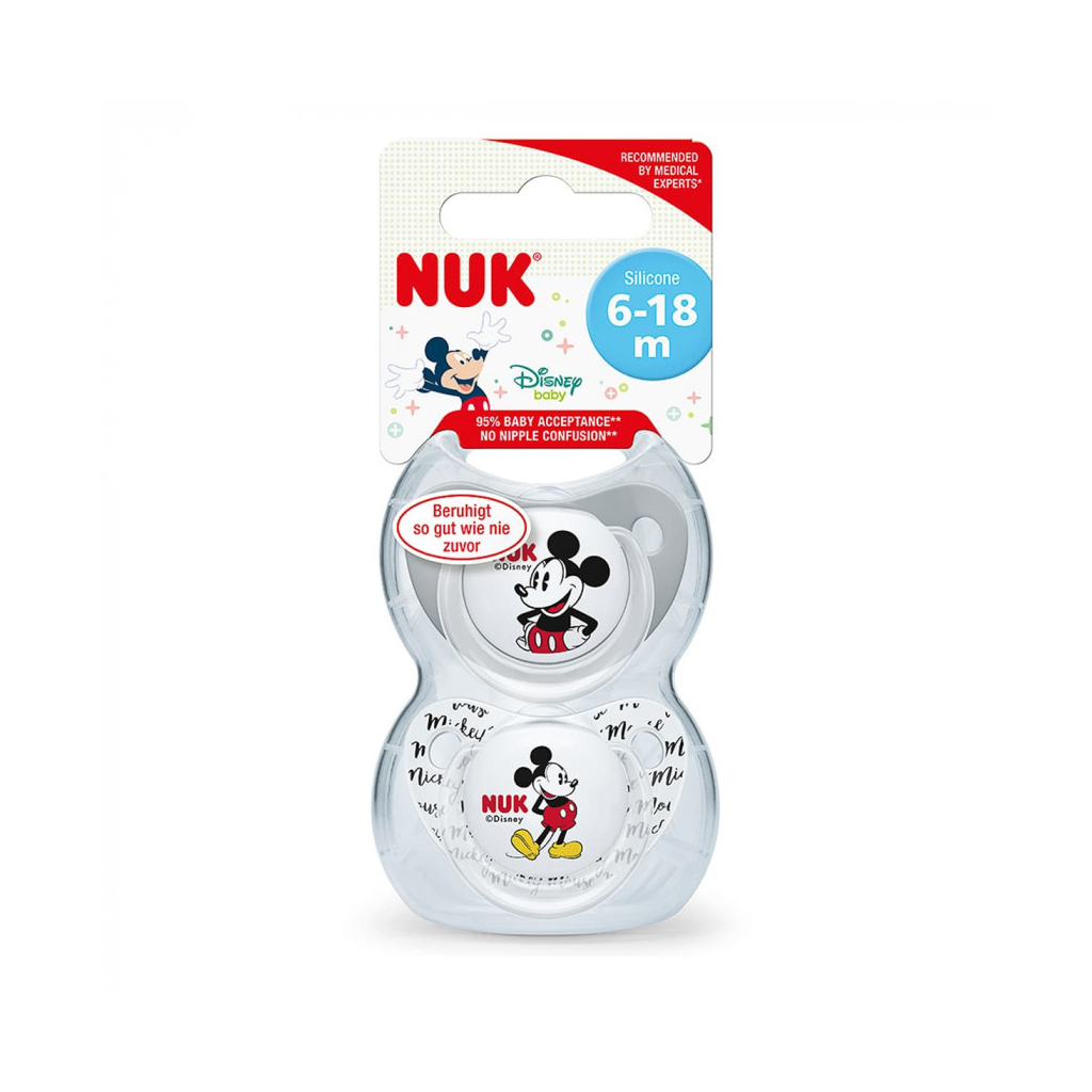 Пустышка Nuk Trendline Disney Mickey 6-18 мес. 2 шт.серый с белым (3953123) изображение 2