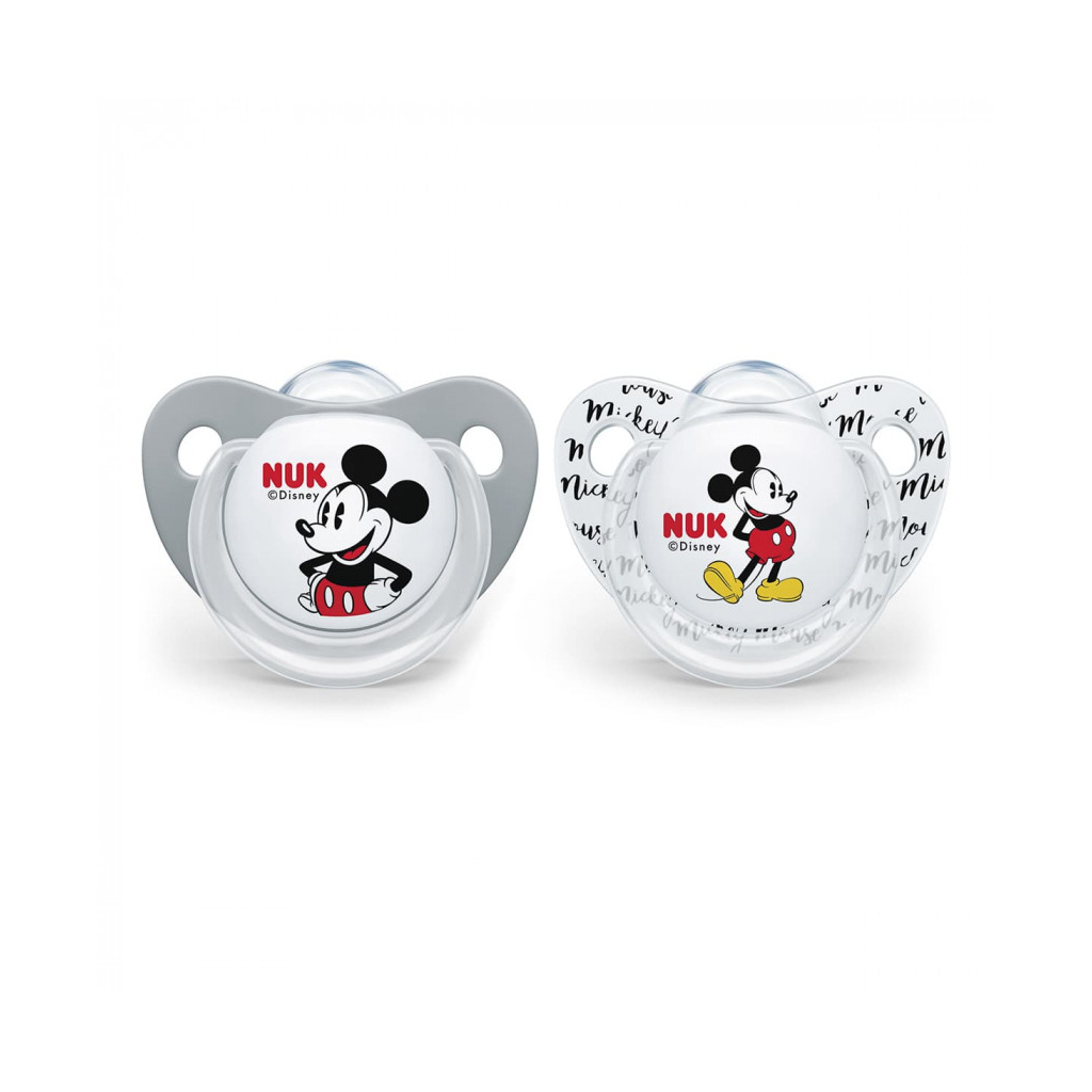 Пустышка Nuk Trendline Disney Mickey 6-18 мес. 2 шт.серый с белым (3953123)