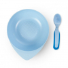 Набор детской посуды Baboo тарелочка глубокая с крышкой и ложечкой синяя (90594) изображение 3