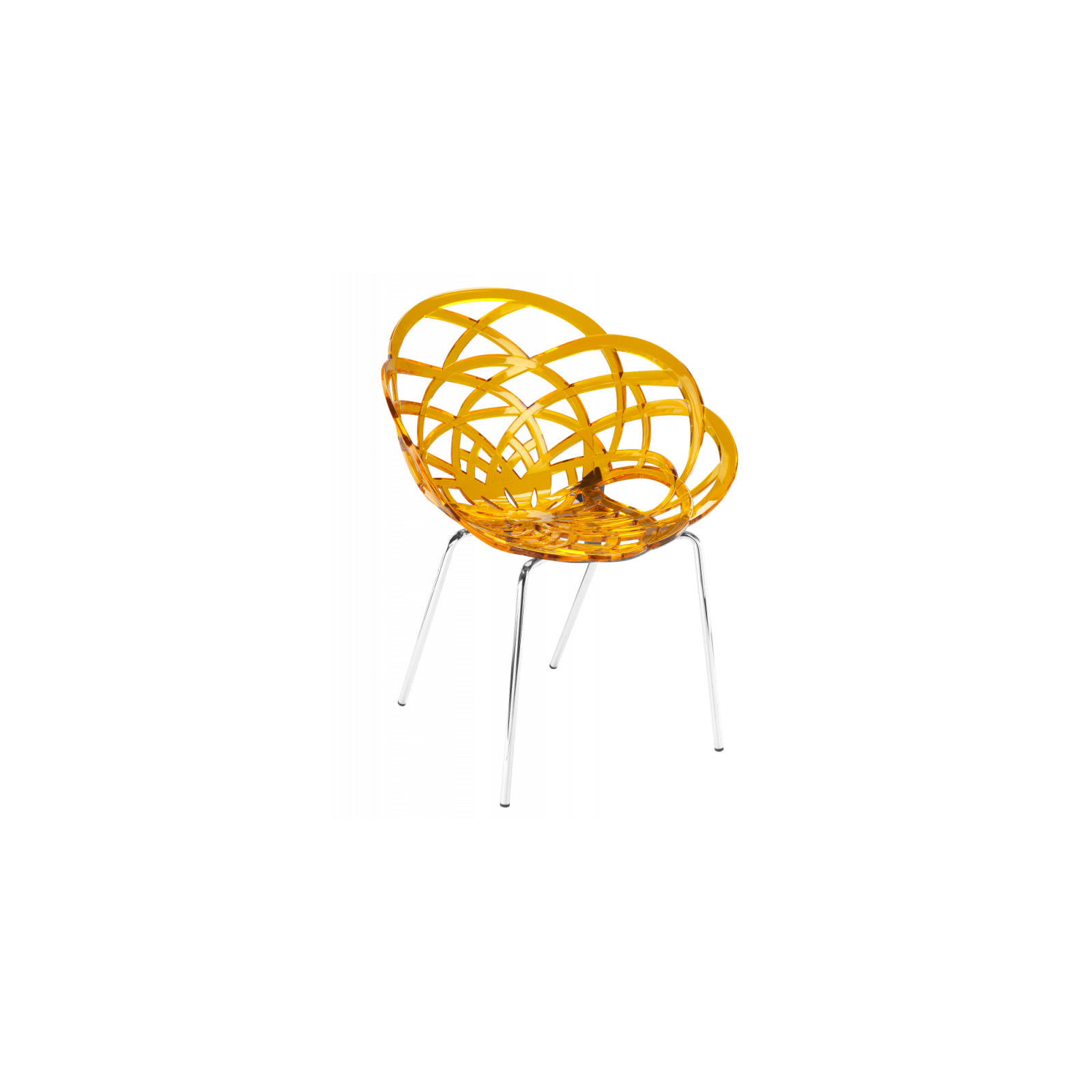 Кухонный стул PAPATYA flora ml сидение прозрачно-оранжевое, цвет 50, хромированные (2962)