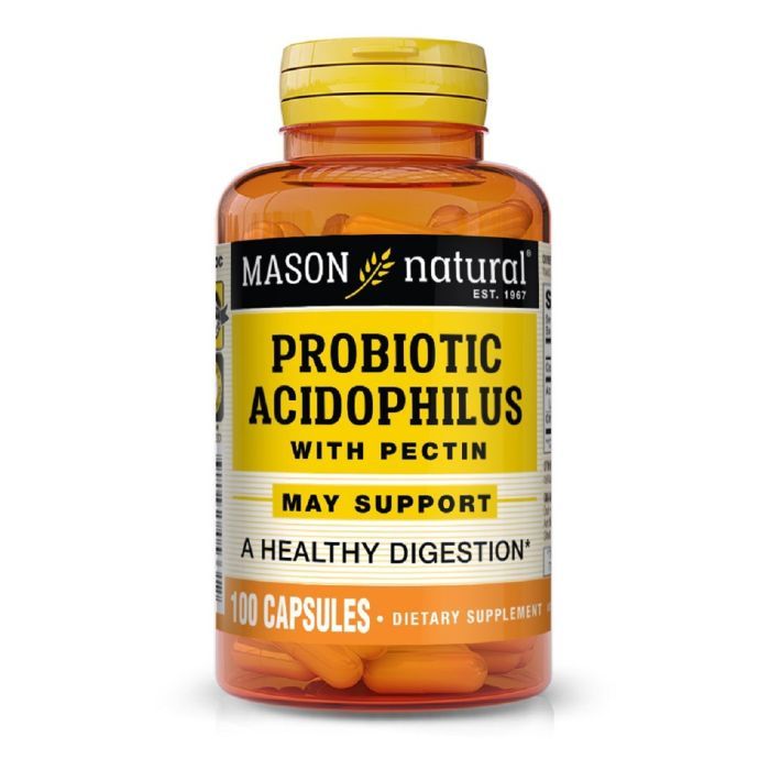 Пробіотики Mason Natural Пробіотик з пектином, Probiotic Acidophilus With Pectin, 100 капсул (MAV-05331)