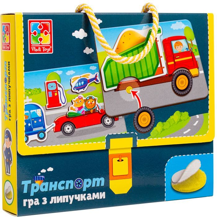 Развивающая игрушка Vladi Toys Игра с липучками Транспорт (укр) (VT1302-28)