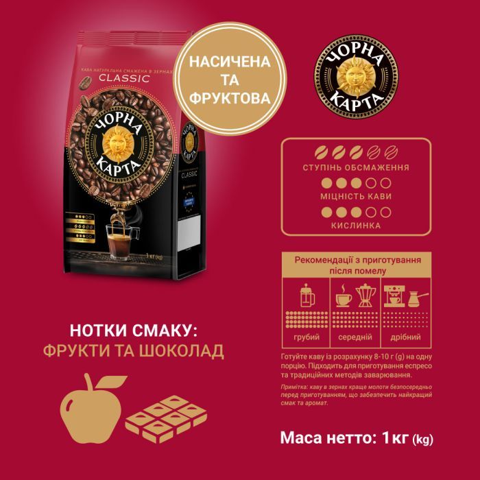 Кофе Чорна карта Classic в зернах 1000 г (ck.53845) изображение 3