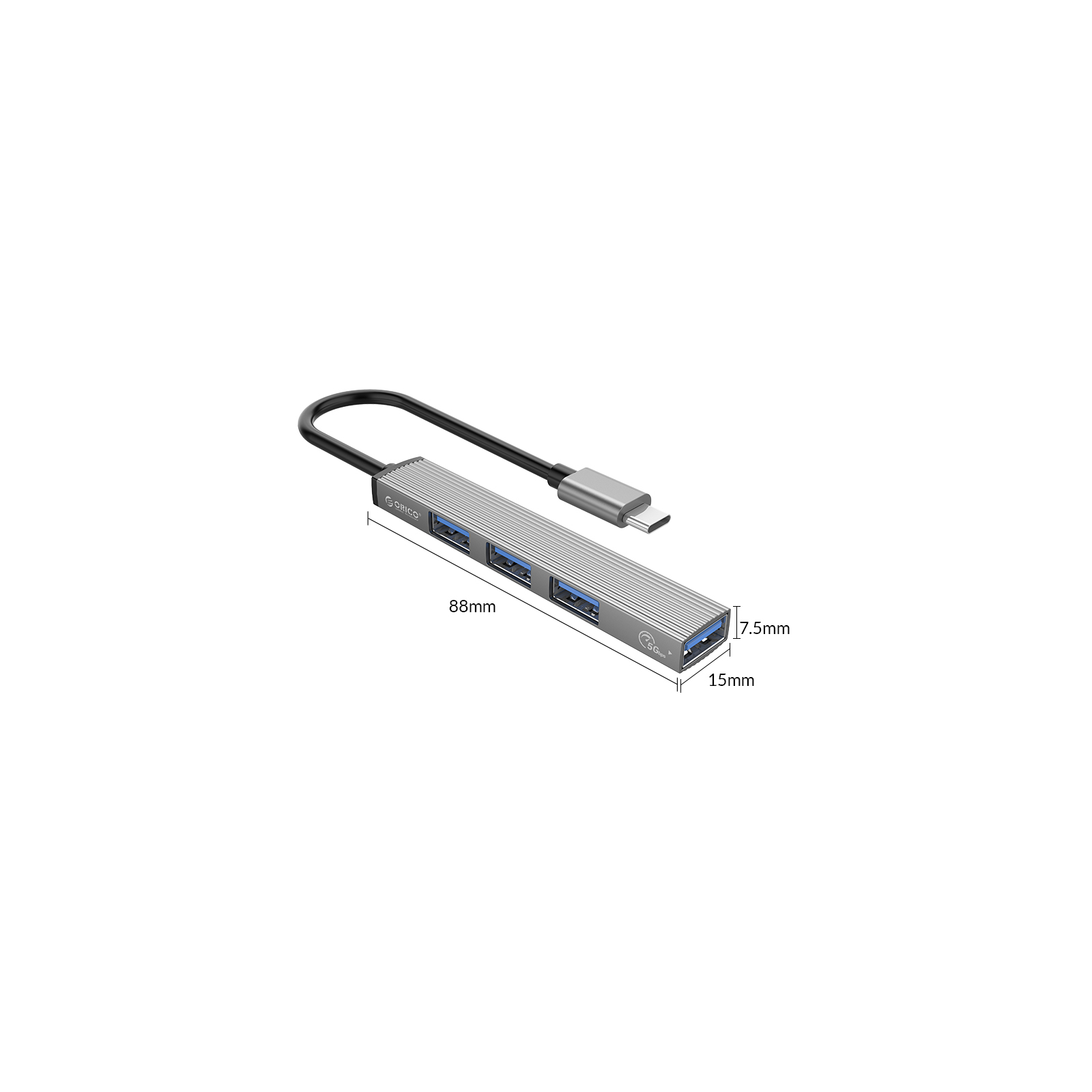 Концентратор Orico Type-C to USB3.0, 3xUSB2.0 (AH-13-GY-BP) (CA913534) зображення 4