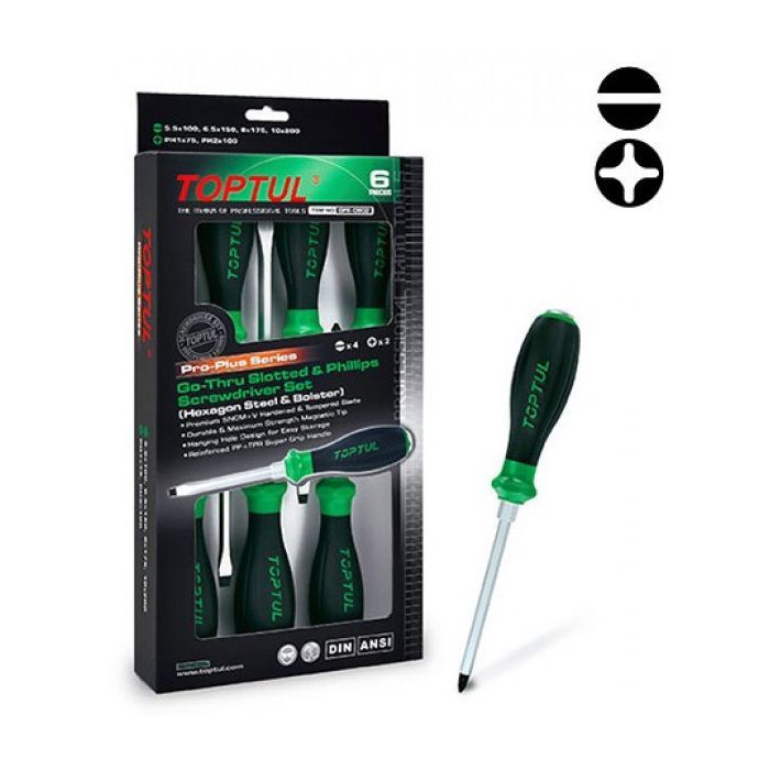Набор отверток Toptul ударных с шестигранником 6 шт. PRO-PLUS SERIES (GFE-0602)