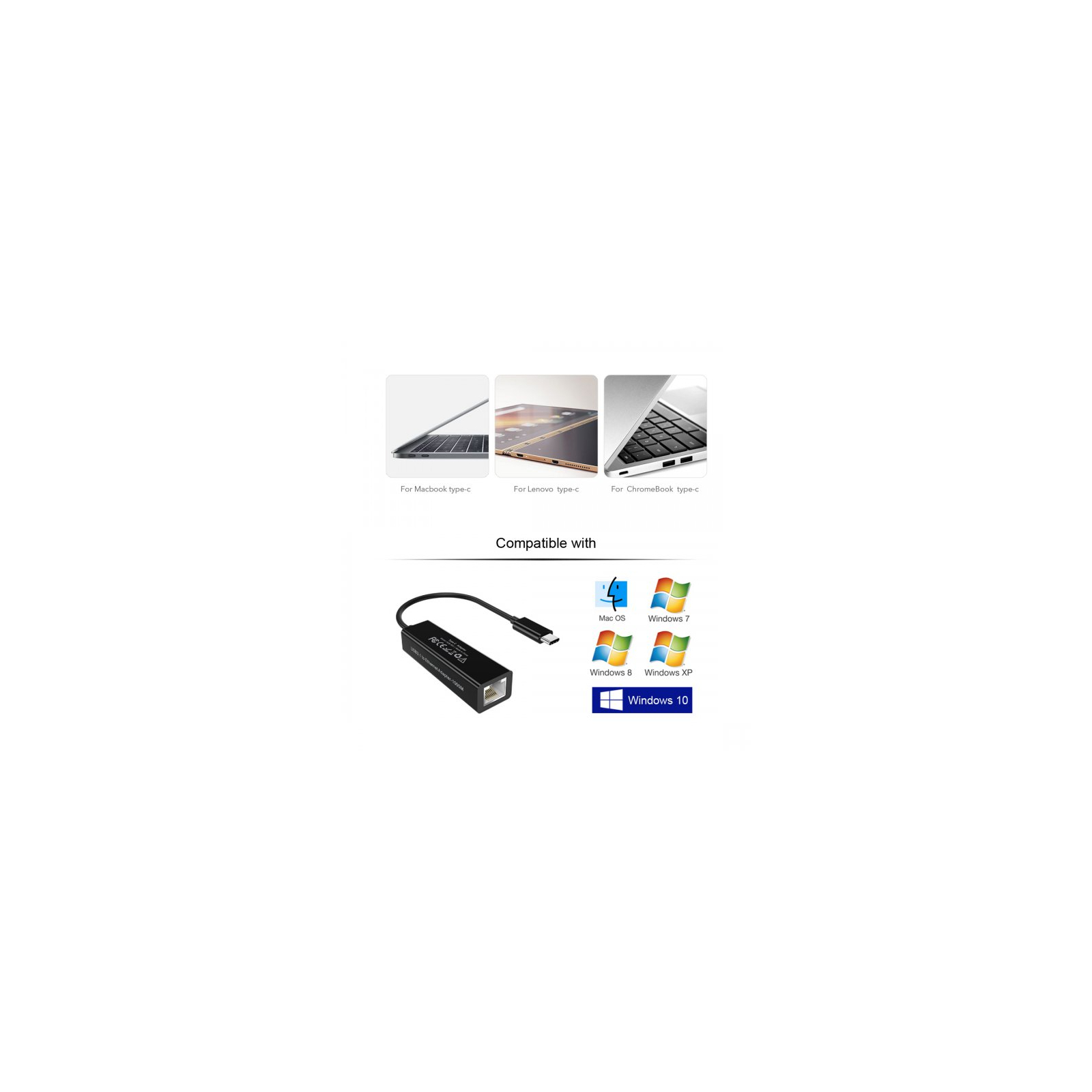 Адаптер USB-C to Gigabit Ethernet Choetech (HUB-R01) изображение 6