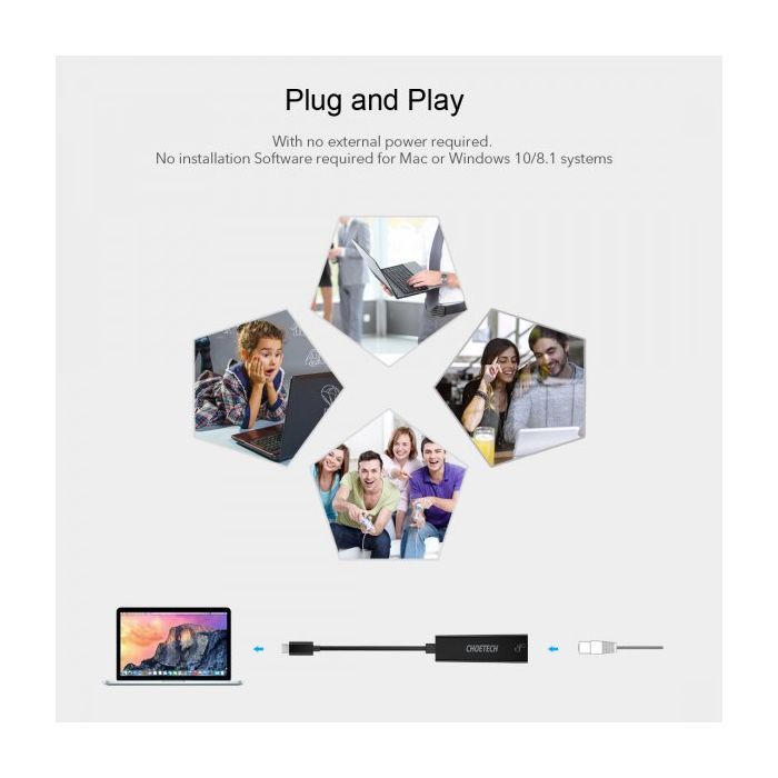 Адаптер USB-C to Gigabit Ethernet Choetech (HUB-R01) изображение 8