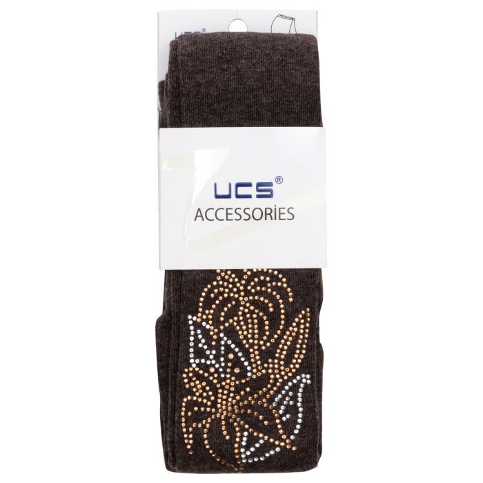 Колготки дитячі UCS Socks з квітами зі страз (M0C0302-1041-122G-brown) зображення 2