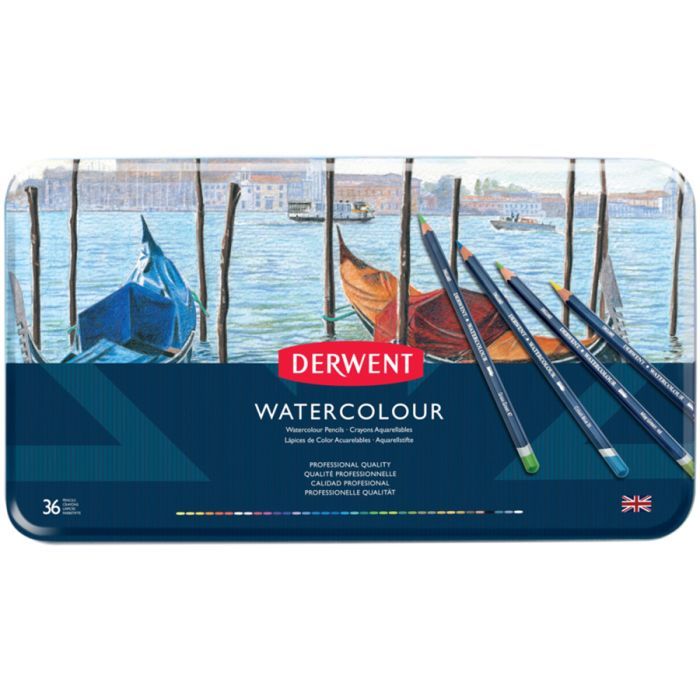 Карандаши цветные Derwent Watercolour акварельные, 36 цв. в металл. коробке (5010255784537)