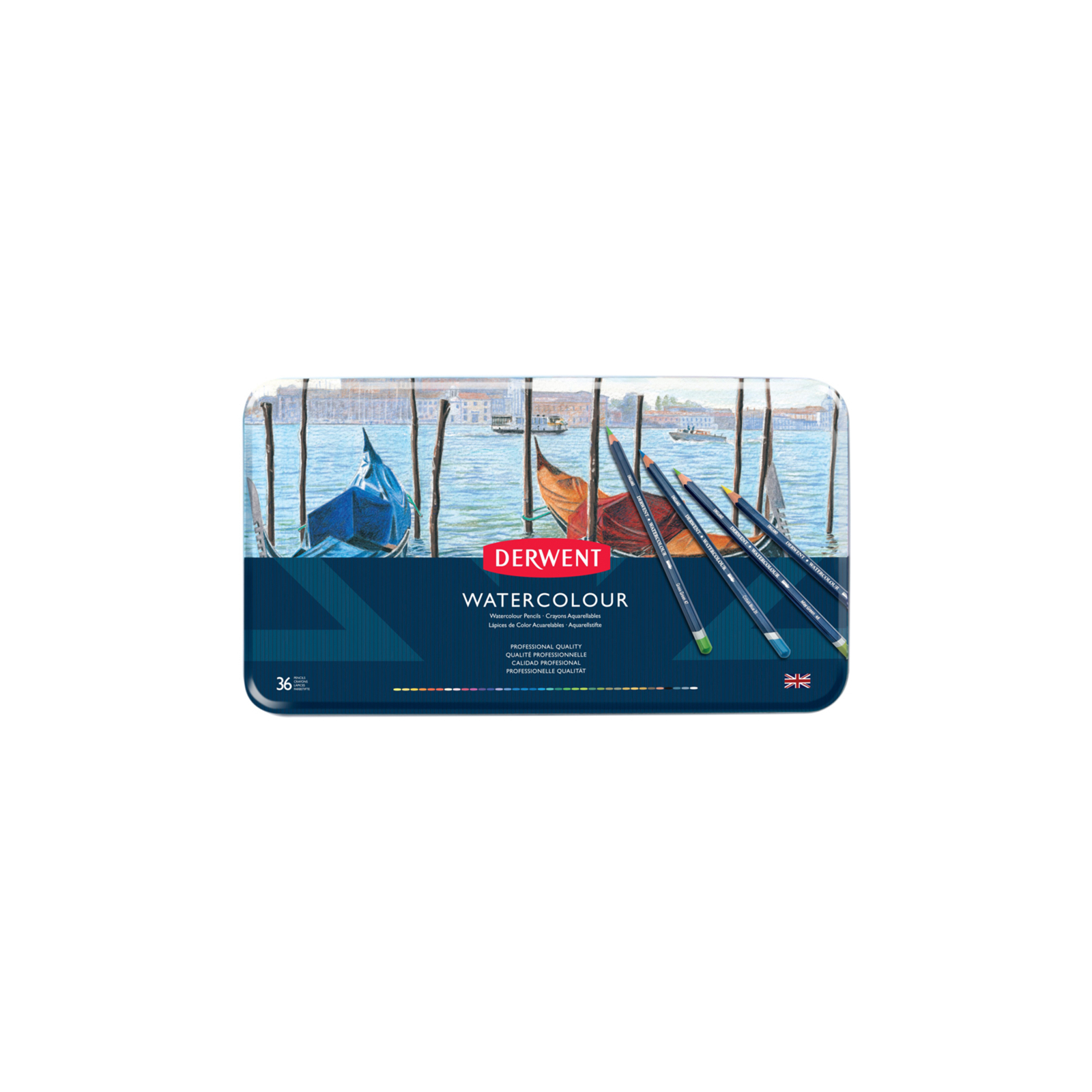 Олівці кольорові Derwent Watercolour акварельні, 36 кол. в метал. коробці (5010255784537)