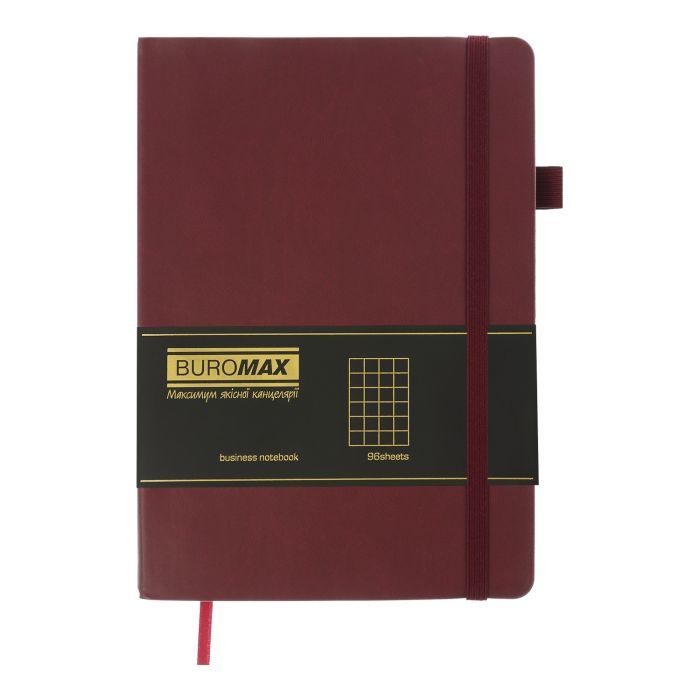 Книга записная Buromax Brief 96 листов А5 в клеточку темно-красный 96 листов (BM.295104-13) изображение 2