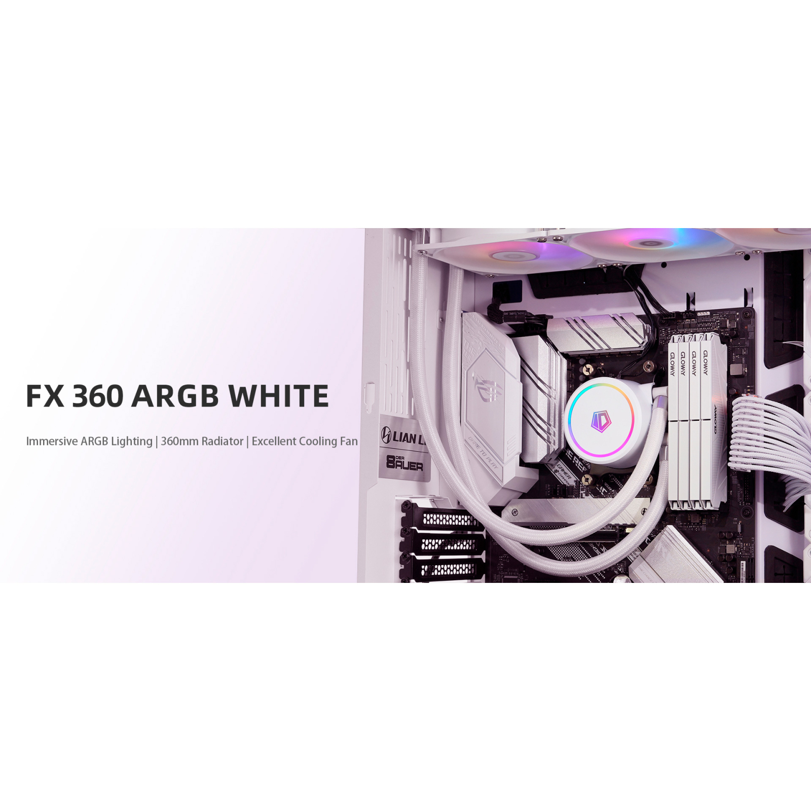 Система водяного охлаждения ID-Cooling FX360 ARGB WHITE изображение 7