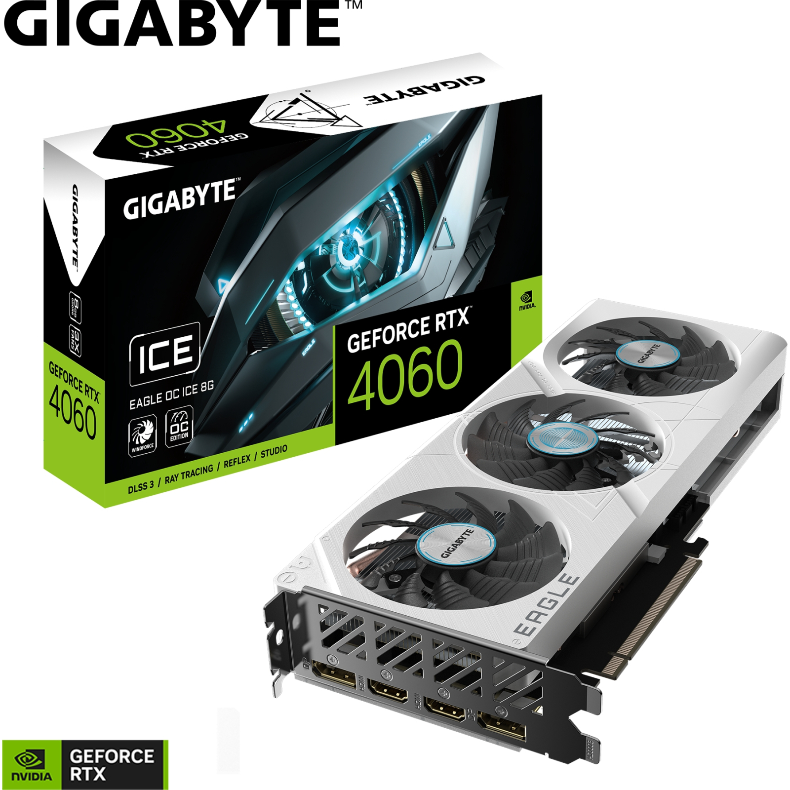 Видеокарта GIGABYTE GeForce RTX4060 8Gb EAGLE OC ICE (GV-N4060EAGLEOC ICE-8GD) изображение 10