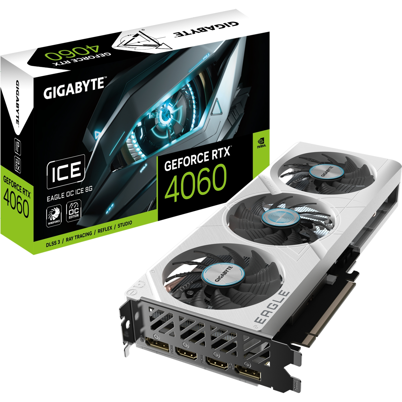 Видеокарта GIGABYTE GeForce RTX4060 8Gb EAGLE OC ICE (GV-N4060EAGLEOC ICE-8GD) изображение 9