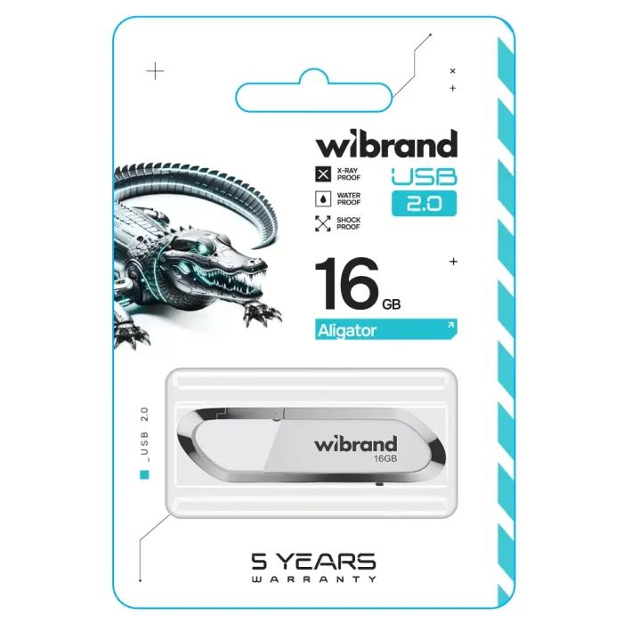 USB флеш накопитель Wibrand 16GB Aligator White USB 2.0 (WI2.0/AL16U7W) изображение 2