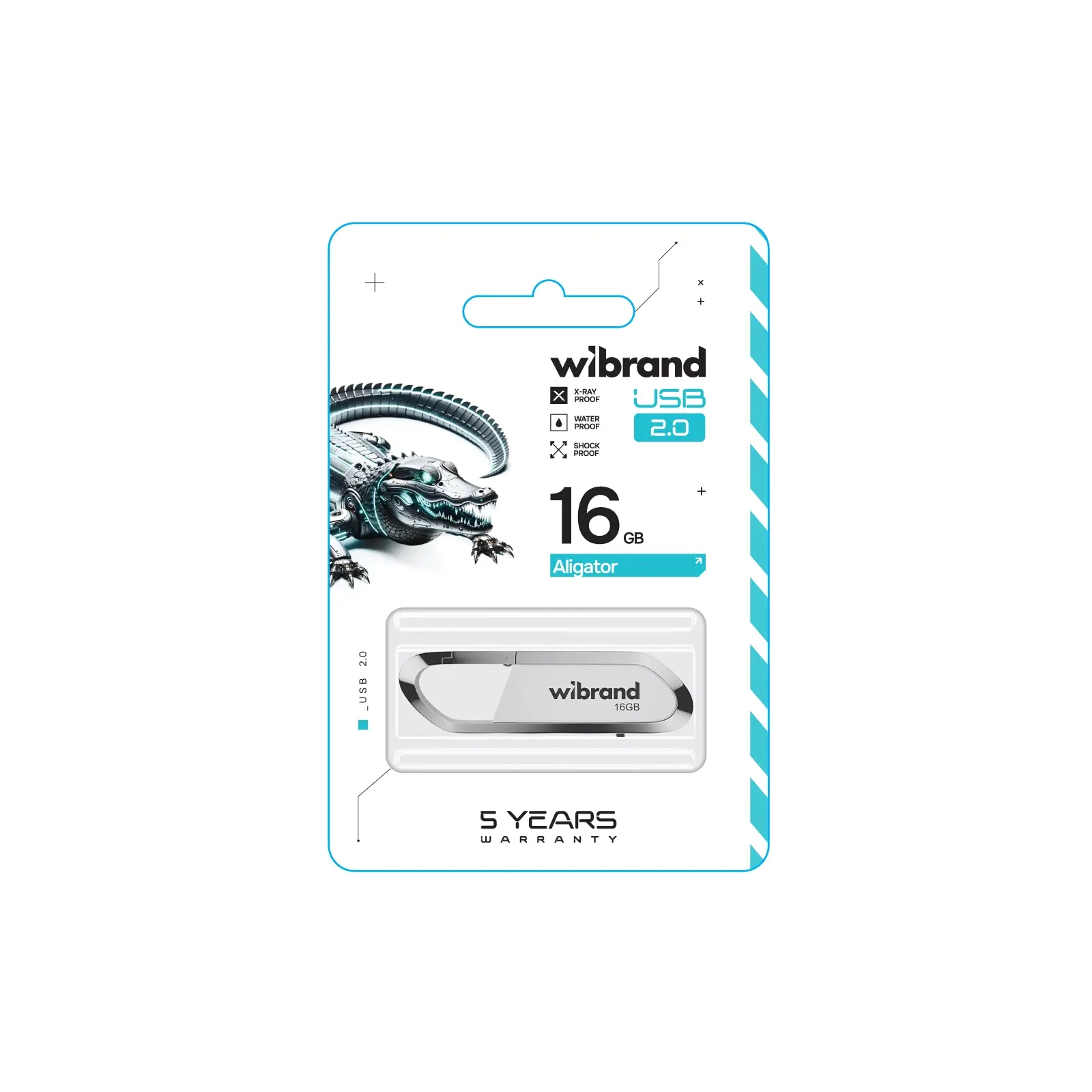 USB флеш накопитель Wibrand 64GB Aligator White USB 2.0 (WI2.0/AL64U7W) изображение 2