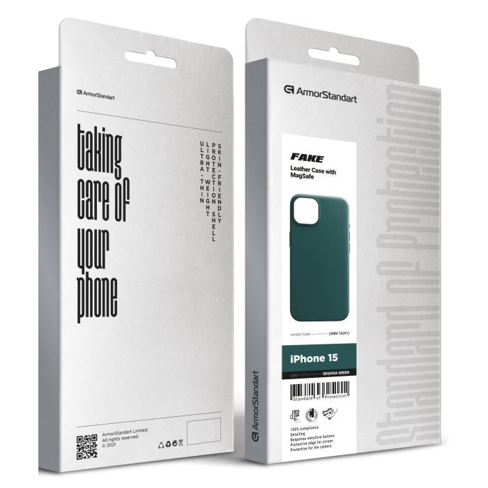 Чехол для мобильного телефона Armorstandart FAKE Leather Case Apple iPhone 15 Grey (ARM76289) изображение 5