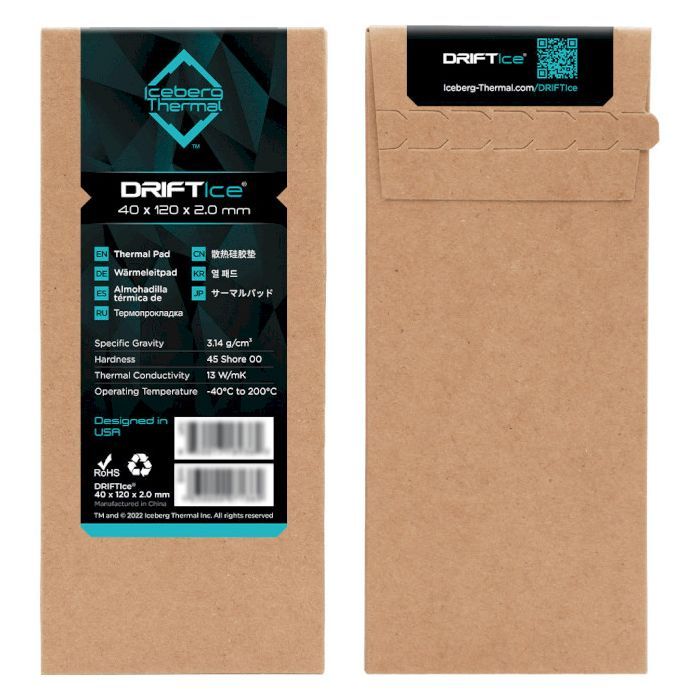Термопрокладка Iceberg Thermal DRIFTIce Thermal Pad 40mmx120mm 2.0mm (DRIFTICE20-B0A) изображение 2