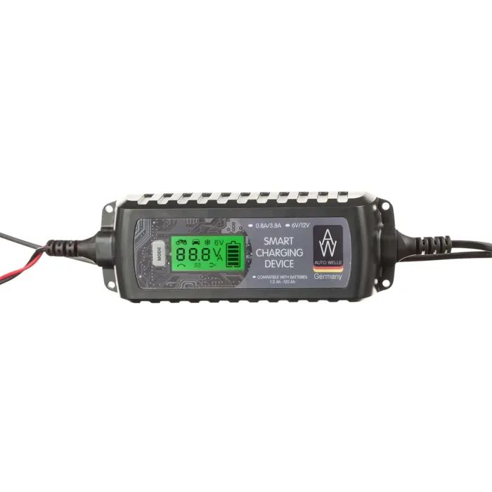 Зарядний пристрій для автомобільного акумулятора Konner&Sohnen Auto Welle AW05-1204 інтелектуальний, 230В, 6/12В, 0.8/3.8А, для STD/AGM/GEL 1.2-120А-год (AW05-1204)