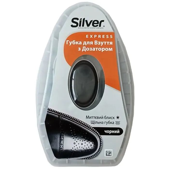 Губка для обуви Silver Блеск с дозатором силикона Черная 6 мл (8690757001959)