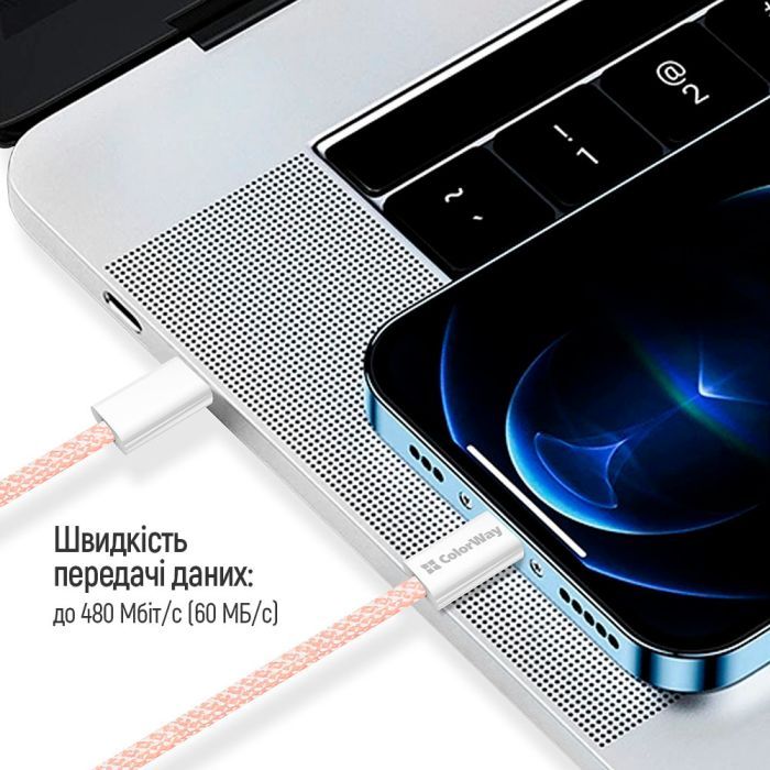 Дата кабель USB-C to Lightning 1.0m 27W pink ColorWay (CW-CBPDCL061-P) зображення 11