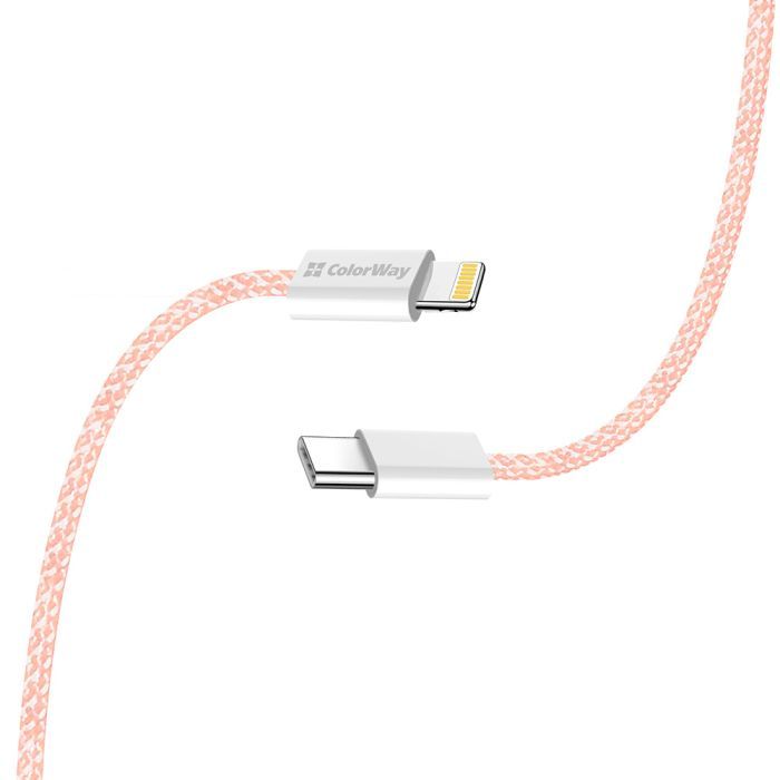Дата кабель USB-C to Lightning 1.0m 27W pink ColorWay (CW-CBPDCL061-P) зображення 6