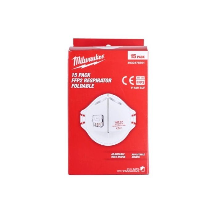 Респиратор Milwaukee складной с клапаном FFP2, 15шт (4932478801) изображение 5