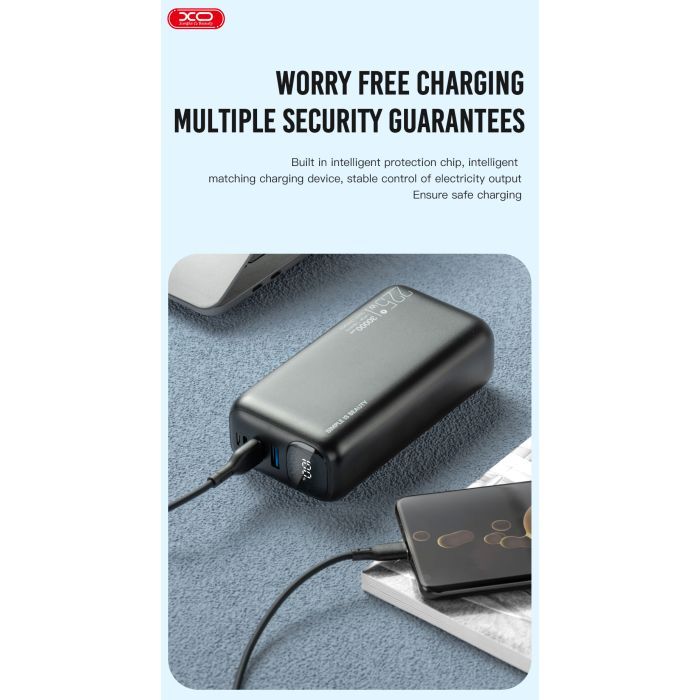 Батарея универсальная XO 30000mAh, PD/20W, QC/22.5W, black (PR200_Black) изображение 4
