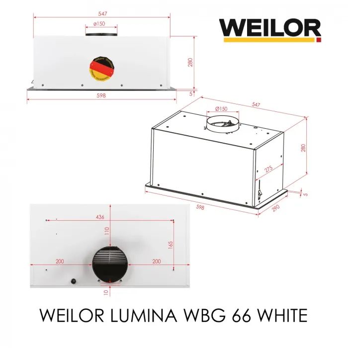 Вытяжка кухонная Weilor LUMINA WBG 66 WHITE изображение 12