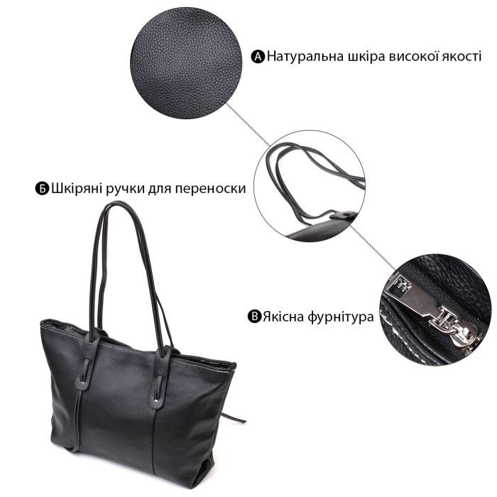 Сумка Vintage Из натуральной кожи Черная (22082) изображение 4