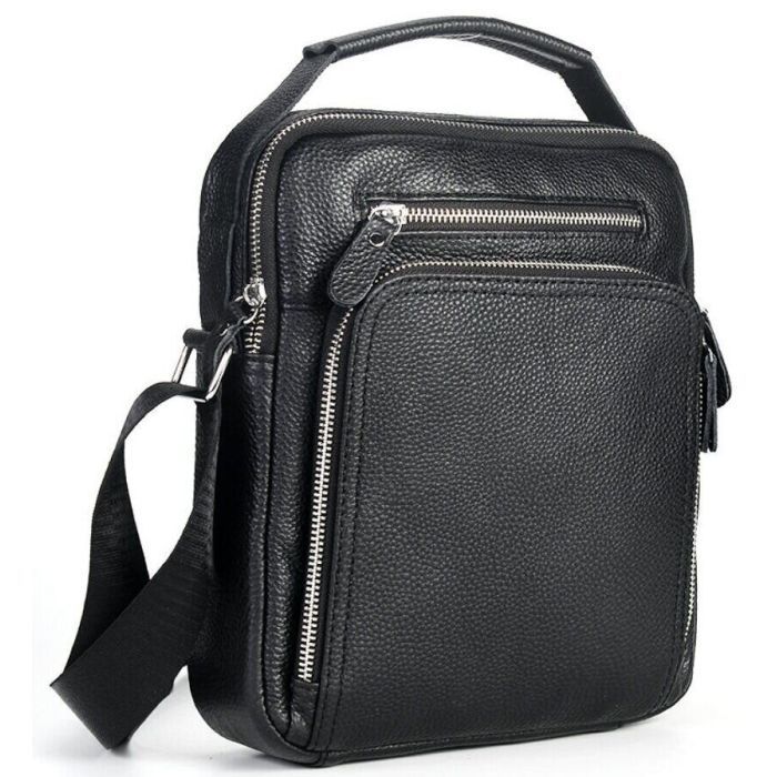 Сумка Vintage Мессенджер кожаная Черная (20247) изображение 12