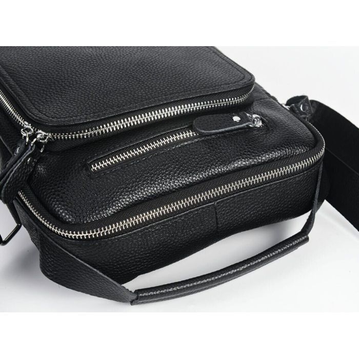 Сумка Vintage Мессенджер кожаная Черная (20247) изображение 5