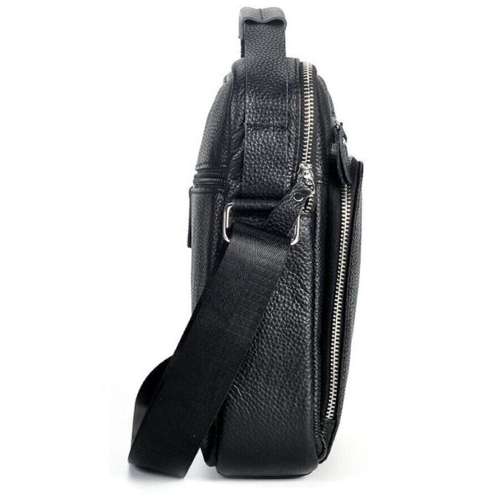 Сумка Vintage Мессенджер кожаная Черная (20247) изображение 8