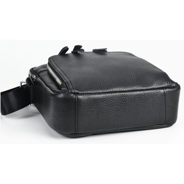 Сумка Vintage Мессенджер кожаная Черная (20247) изображение 9