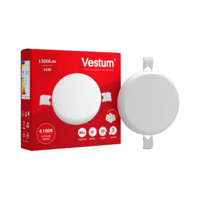Светильник Vestum LED "без рамки" круг 16W 4100K (1-VS-5512)